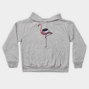 Flamingo and Black Pug Kids Hoodie